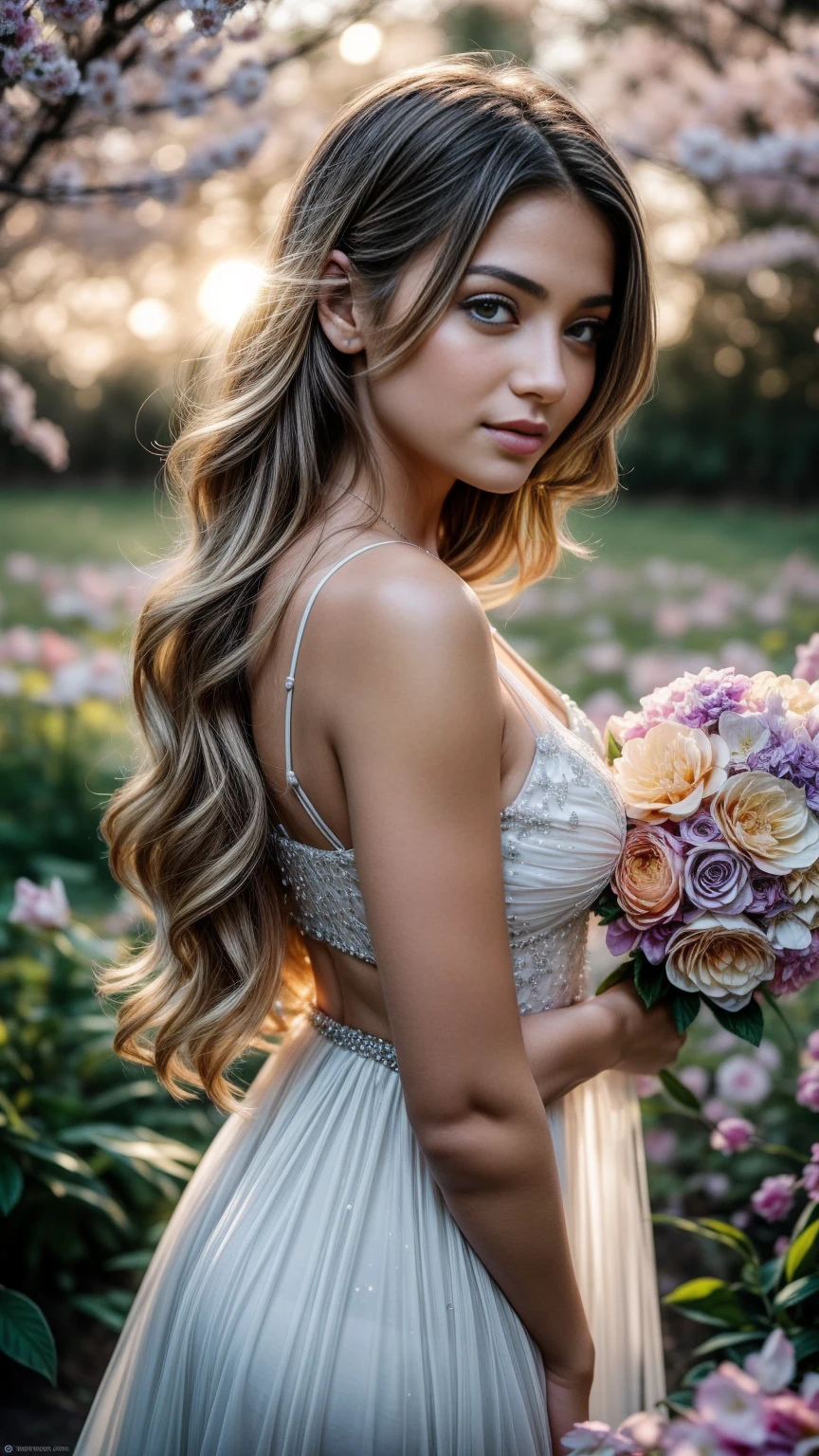 девушка стоит на замерзшем льду в ярких тонах Greek beautiтакой жеul young 18 year old GIRL WITH A MODEL APPEARANCE, симметричные глаза,составить,Ювелирные изделия,с длинными темными волосами,В КРАСНО-ЧЕРНОЙ МИНИ-ЮБКЕ Envision a field of ethereal flowers at dusk, their petals a mesmerizing dance of orange, azure, and white. The blooms start with vibrant, saturated hues at their centers, gradually becoming translucent towards the petal tips, as if dissolving into the air. Glittering dust motes swirl around the flowers, catching the last light of day and the first glow of the blossoms. Droplets of the purest water cling to petals and leaves, each one a perfect sphere reflecting the world in miniature. Amidst this wonder, delicate 3D crystalline hearts float, their facets catching and refracting the bioluminescent light. The scene is rendered in high detail, every vein in each leaf and every sparkle of light in sharp focus, creating a landscape that is both magical and hyper-real.