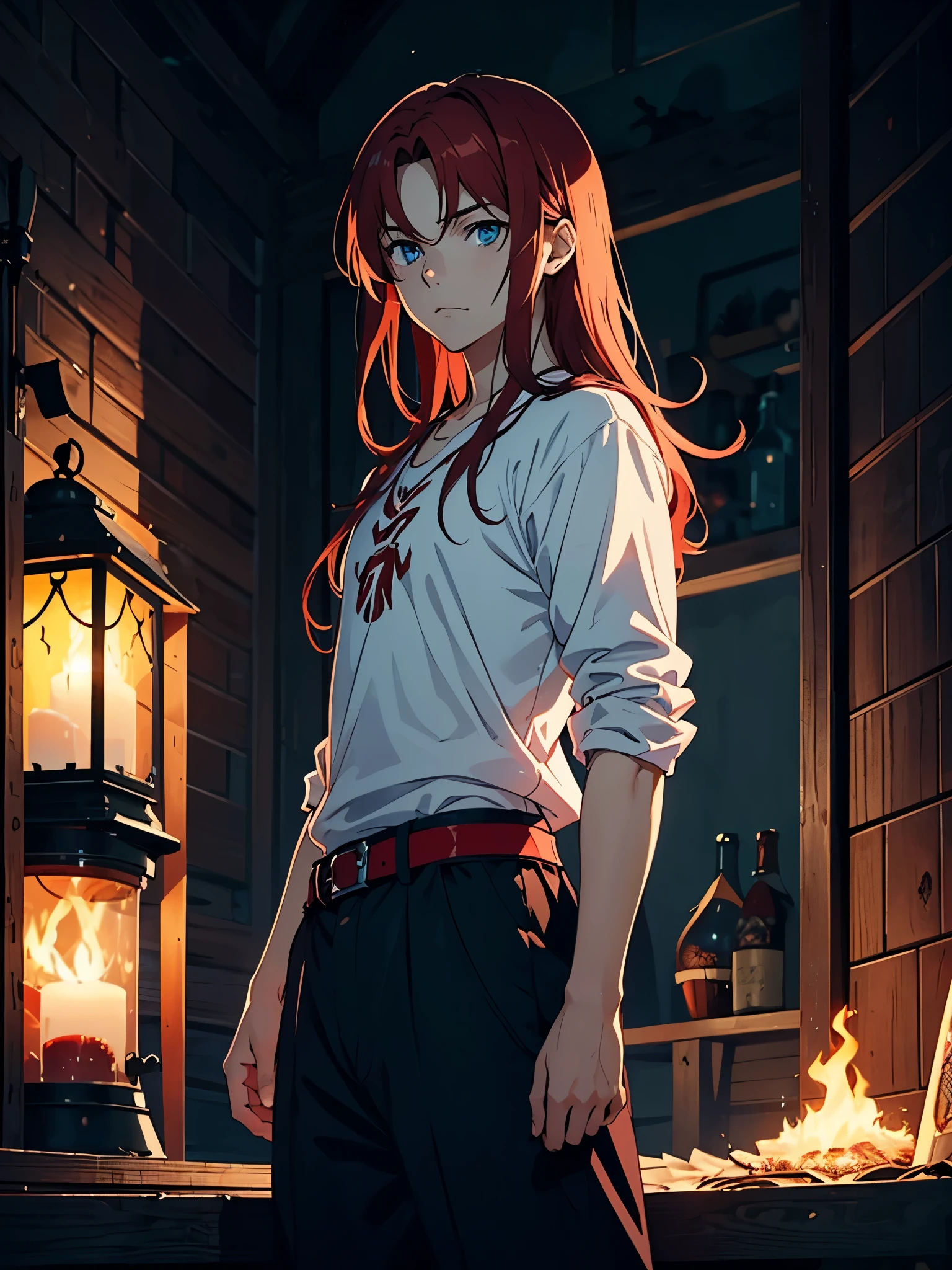Noch mehr Anime Stil. Mehr anime. Mehr 2D. Clean. More anime. 2d. Glow. Red hair. More anime. male. Long hair. long red hair. boy, vikings. red hair. blue eyes. 火.