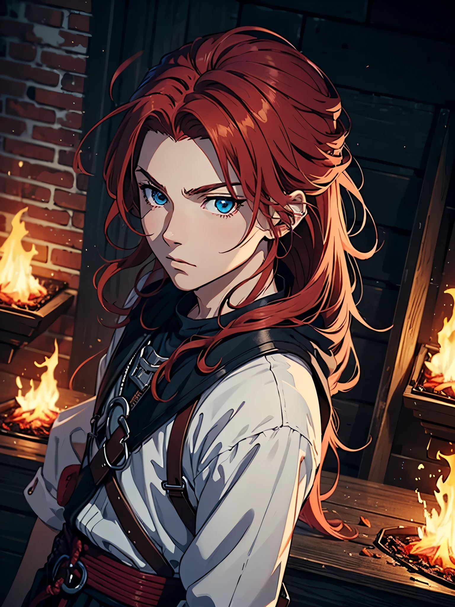 male. boy. Bondage. More anime. More 2D. Clean. More anime. 2d. Glow. Red hair. More anime. male. Long hair. long red hair. boy, vikings. red hair. Blue eyes. fire.