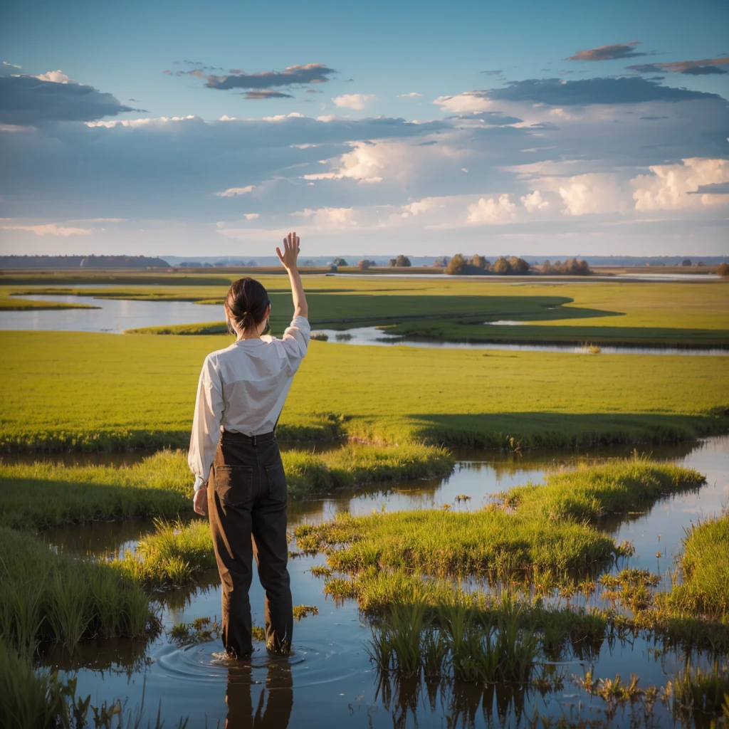 Plains Marsh,135 years old in the middle,Back,Open your arms,Decorative paintings