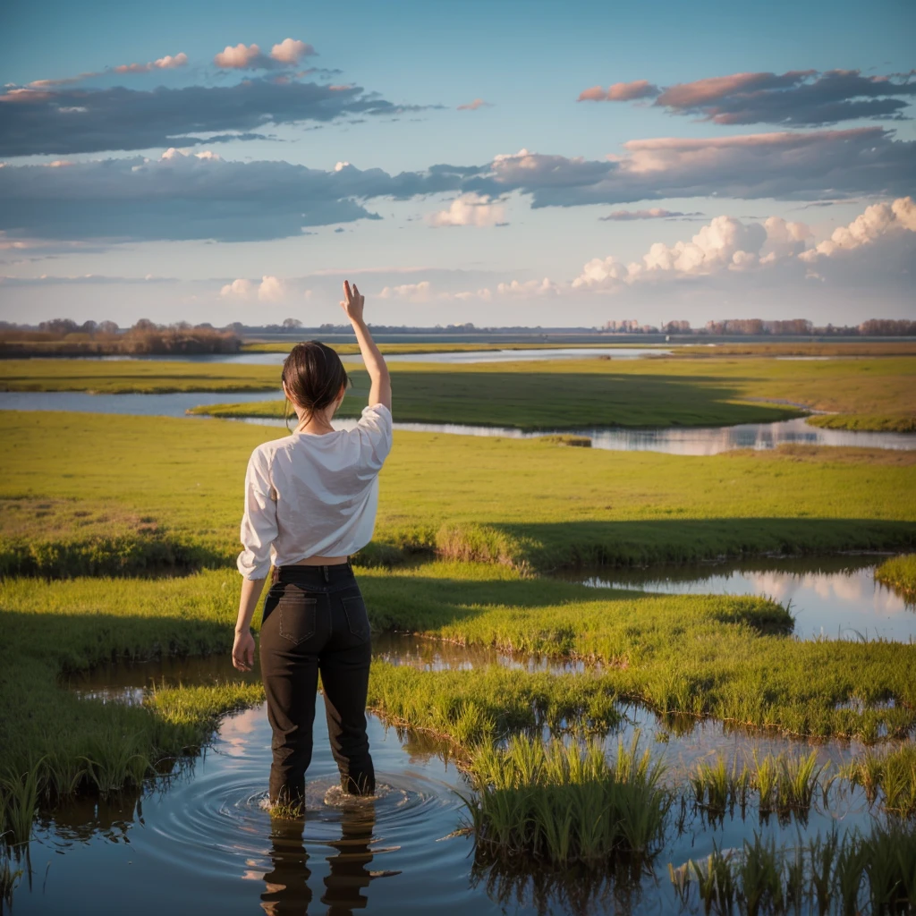 Plains Marsh,135 years old in the middle,Back,Open your arms,Decorative paintings