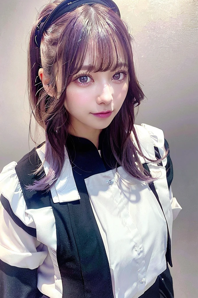 1girl,beautiful vintage color, instagram (photorealistic, high resolution:1.4), ((puffy eyes)), looking at viewer, , full body (8k, RAW photo, best quality, masterpiece:1.2), (realistic, photo-realistic:1.37),(sharp focus:1.2), professional lighting, photon mapping, radiosity, physically-based rendering, (pale skin:1.2),(small breasts:1.2), looking at viewer, (middle hair:1.5), portrait, purple eyes, (sliver hair:1.1),bangs, (simple background:1.4), solo, upper body, realistic,(masterpiece:1.4),(best quality:1.4),(shiny skin),fashi-girl,makeup,smile(skinny,closed mouth,shy :1.3) ,(standing,black Stewardess uniform,Necromancer:1.1),medium bust,sexy pose ,