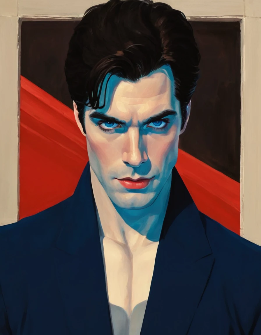 A powerful superhero with a strong jawline, intense blue eyes, and a muscular physique, Henry Cavill portrays the iconic character of Superman. Dressed in his signature red and blue spandex suit, he exudes strength and confidence. The cape billows behind him, showcasing his heroic presence. The scene is set in a bustling city, with skyscrapers and bustling streets forming the backdrop of this heroic image. The sunlight bathes the cityscape, casting a warm and vibrant glow on Superman as he soars through the air. The dynamic composition captures the essence of his superhuman abilities as he gracefully glides above the city, his red cape flowing behind him. The artwork aims to convey a sense of power, hope, and awe, with Henry Cavill embodying the ultimate symbol of strength and justice. (best quality, ultra-detailed, realistic:1.37), vibrant colors, powerful lighting.