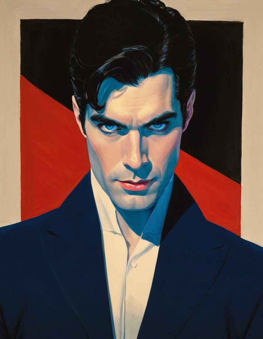 A powerful superhero with a strong jawline, intense blue eyes, and a muscular physique, Henry Cavill portrays the iconic character of Superman. Dressed in his signature red and blue spandex suit, he exudes strength and confidence. The cape billows behind him, showcasing his heroic presence. The scene is set in a bustling city, with skyscrapers and bustling streets forming the backdrop of this heroic image. The sunlight bathes the cityscape, casting a warm and vibrant glow on Superman as he soars through the air. The dynamic composition captures the essence of his superhuman abilities as he gracefully glides above the city, his red cape flowing behind him. The artwork aims to convey a sense of power, hope, and awe, with Henry Cavill embodying the ultimate symbol of strength and justice. (best quality, ultra-detailed, realistic:1.37), vibrant colors, powerful lighting.