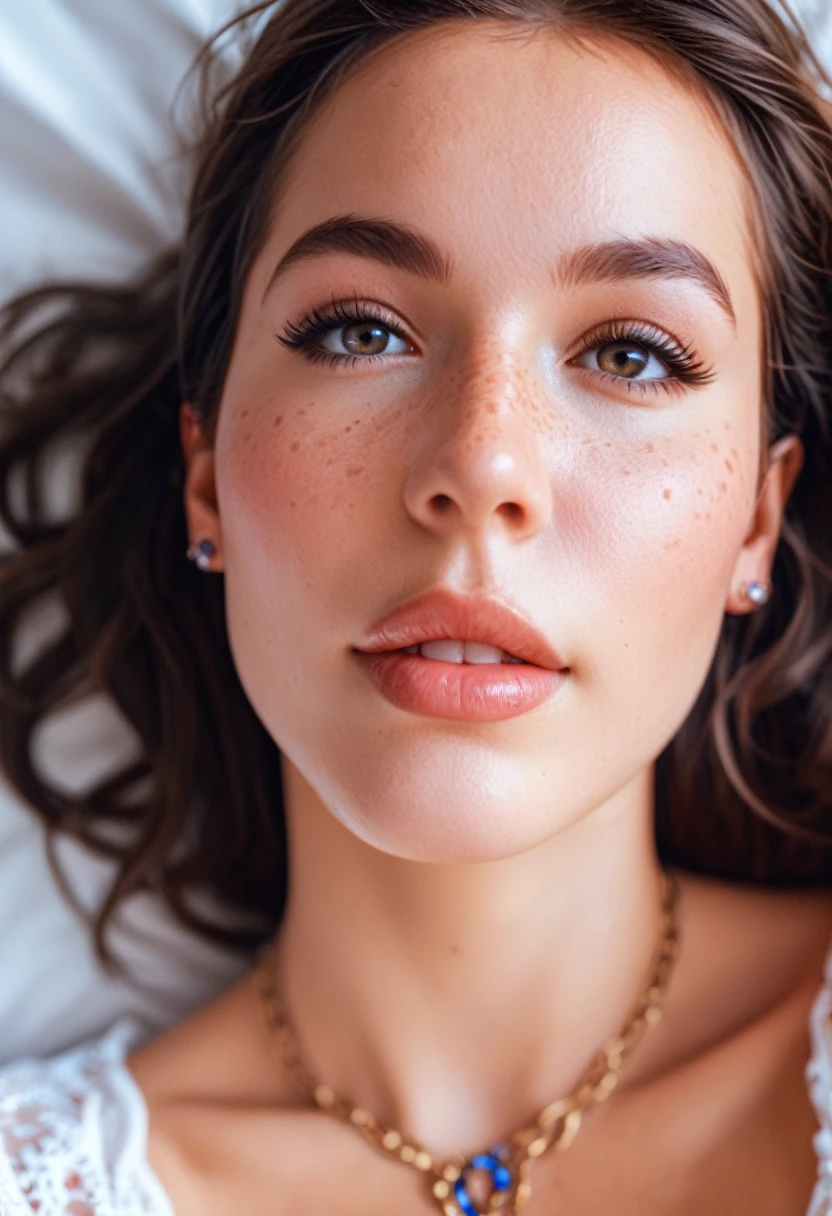 score_9, score_8_above, score_7_above , Stunning brunette woman with freckles, portrait 400 film photo, analog inspiration