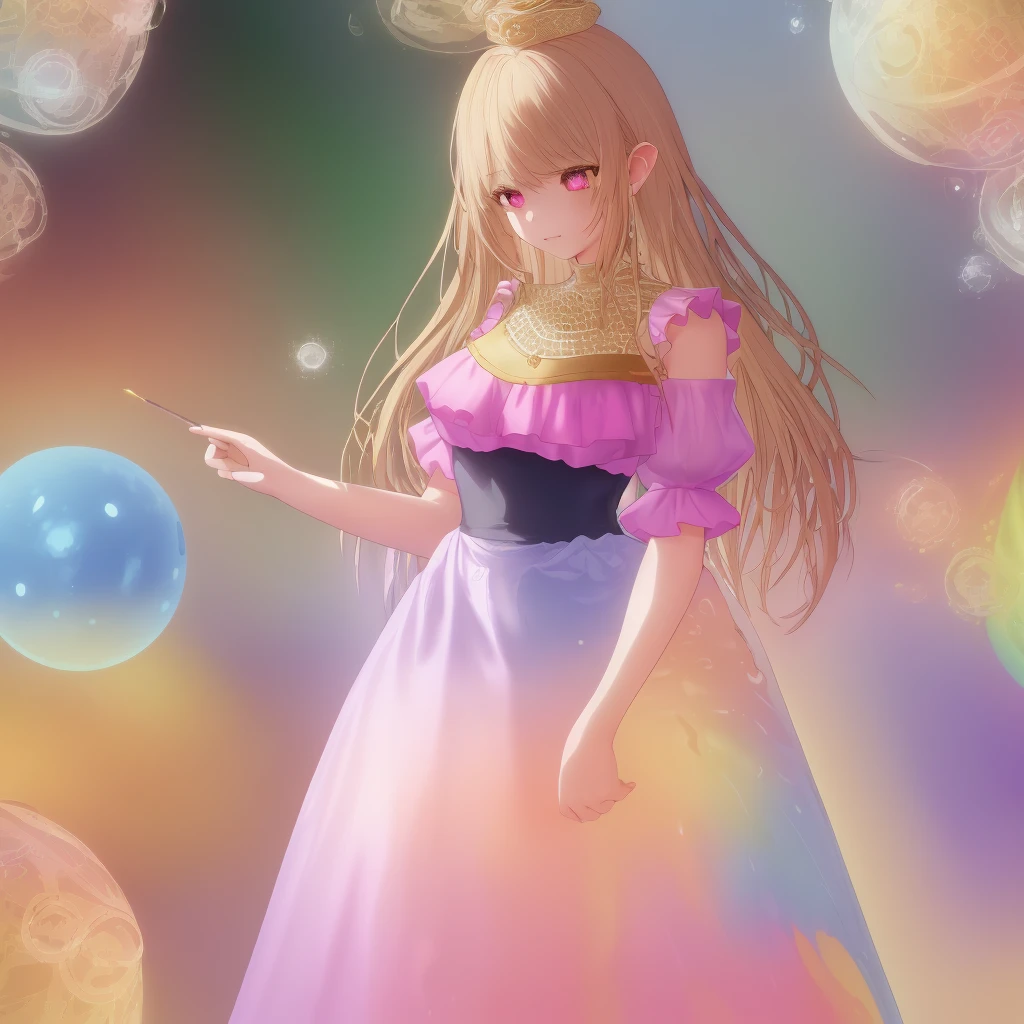 masterpiece, best quality, 8K resolution, keen focus, Intricate detailing, beautiful 3 girls, shining eyes, Face with golden ratio, supernatural liquid, Aquarell, pastel colors, bright colors, fantastical, colorful, keen focus, High resolution, Feines Detail, ((Ball gown with long ???? sleeves and multiple layers)), ((round eyes)), shimmering bubbles, Fantasy background