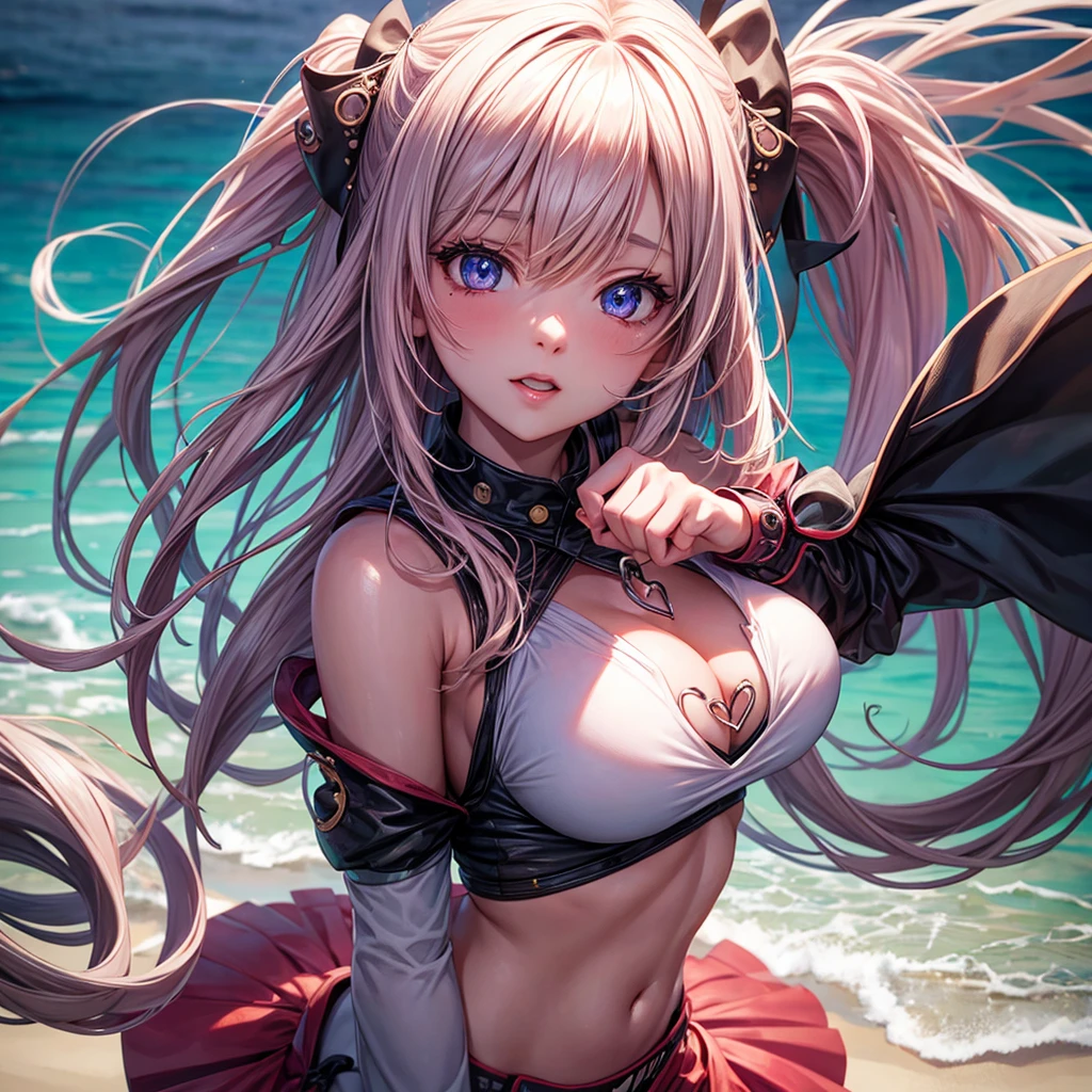 Ultra realistic detailed anime girl With a pierced heart.