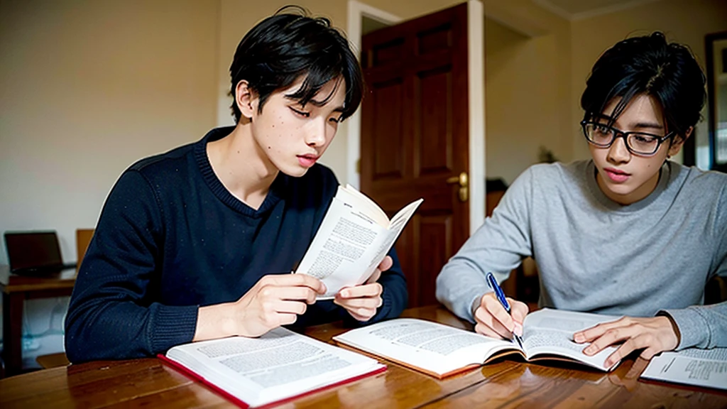 boy studying english at home