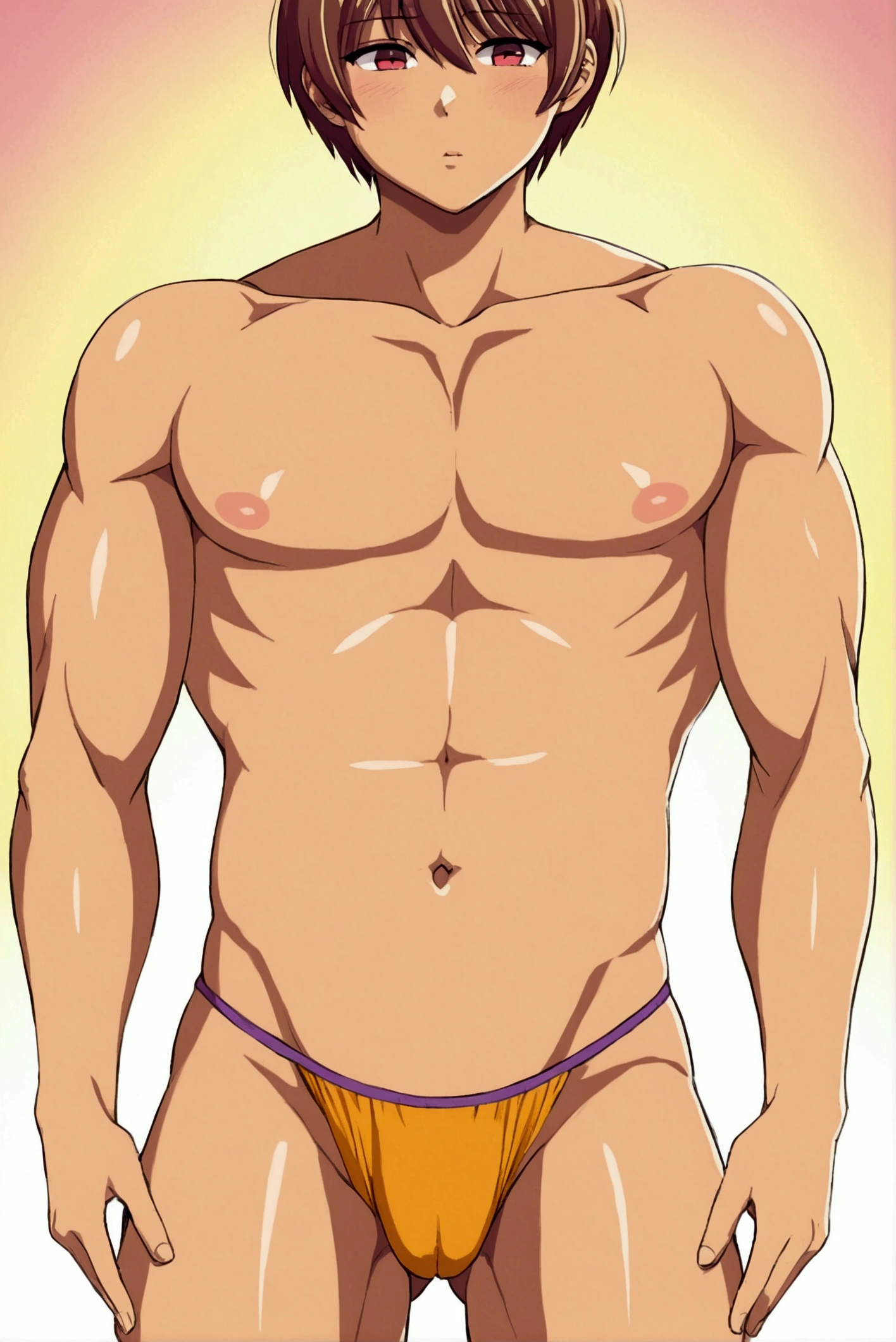 Frisk little shota cuntboy , boy with pussy,  almost naked, wearing thong,  hipdips, curves, pectorals 