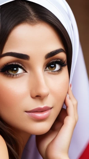 Make a Lebanese woman focus on her face