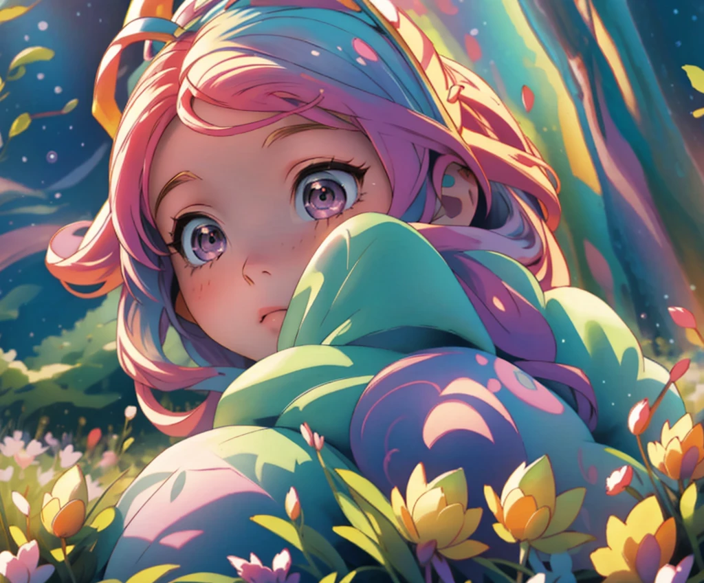 best masterpiece, best quality, 8K resolution, keen focus, Intricate detailing, beautiful 3 girls, shining eyes, Face with golden ratio, supernatural liquid, Aquarell, pastel colors, bright colors, fantastical, colorful, keen focus, High resolution, Feines Detail, ((Ball gown with long puff sleeves and multiple layers)), ((round eyes)), shimmering bubbles, Fantasy background