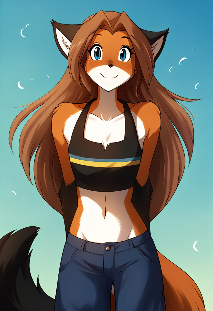 score_9, score_8_up, score_7_up, score_6_up, score_5_up, score_4_up, rating_explicit, source_furry, female, cute anthro female, cute face, detailed background, looking at viewer, solo, solo focus, (digital pen line-art, soft lines, soft shading, pinup, cartoon, anime:1.2), (tklaura, fox, brown hair, long hair, mammal, blue eyes, anthro, fox ears:1.3), (bandaged breasts:1.3), (red saggy pants:1.3), midriff, smile, (sakura trees:1.3), (straw in the mouth:1.3), (japan, sakura:1.3), katana, (blue open school tailcoat,:1.3), flat chest,
