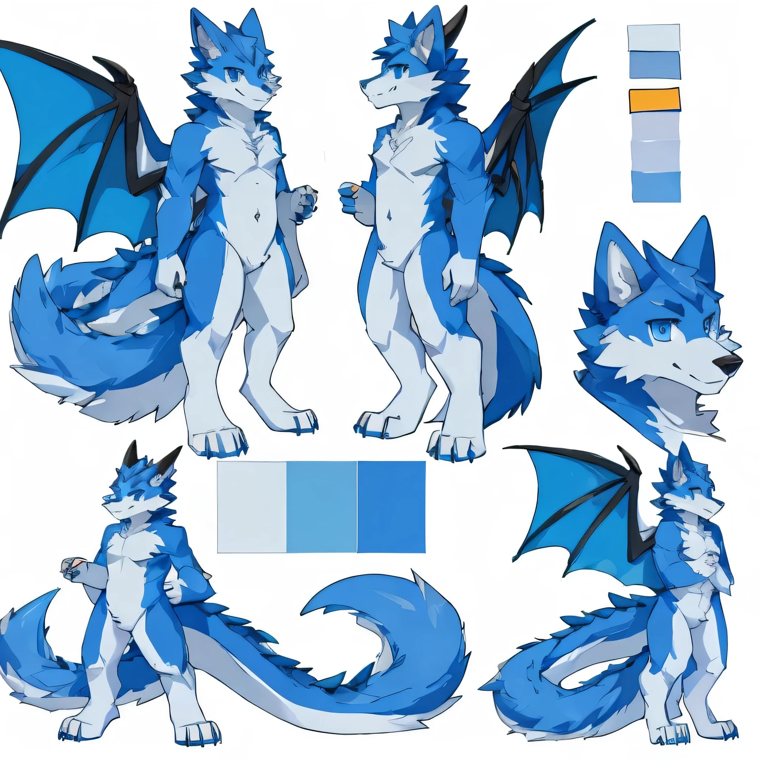 Mintealon, male, dragon only; solo model sheet, White background, cola isponjosa, SkyBlue Body, wolf nose, con elegantis alas grandis, huge cute fluffy is, cuerpo isponjoso, cute cuerpo isponjoso, the second, is