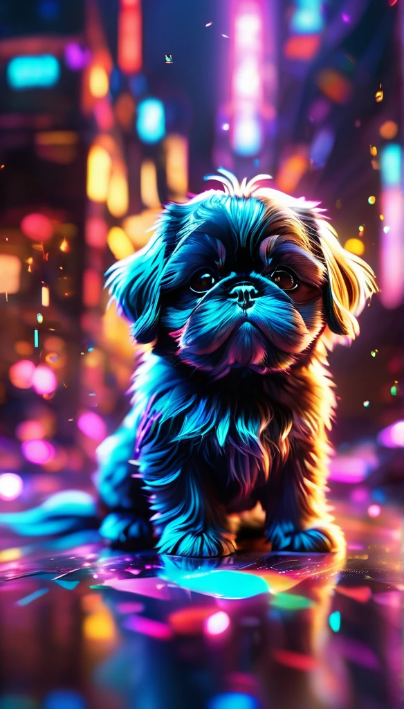crystalなカブトムシ、crystal、black shih tzu puppies, whole body, detailed), ((Portrait of an iridescent black shih tzu puppies photoRealistic, masterpiece: 1.2), (Highest quality, High resolution, 8k), (Realistic: 1.37), faint smoke, ultra detailed , Sharp focus, Bright Eyes, Scale and Texture, mysterious, Calm, Beautiful Landscape, Soft lighting, Vibrant colors, Bokeh, Blurred Background、16K, 超High resolution, 超High resolution, to be born,wonderful ,future、Iridescent、The world 30 years from now。