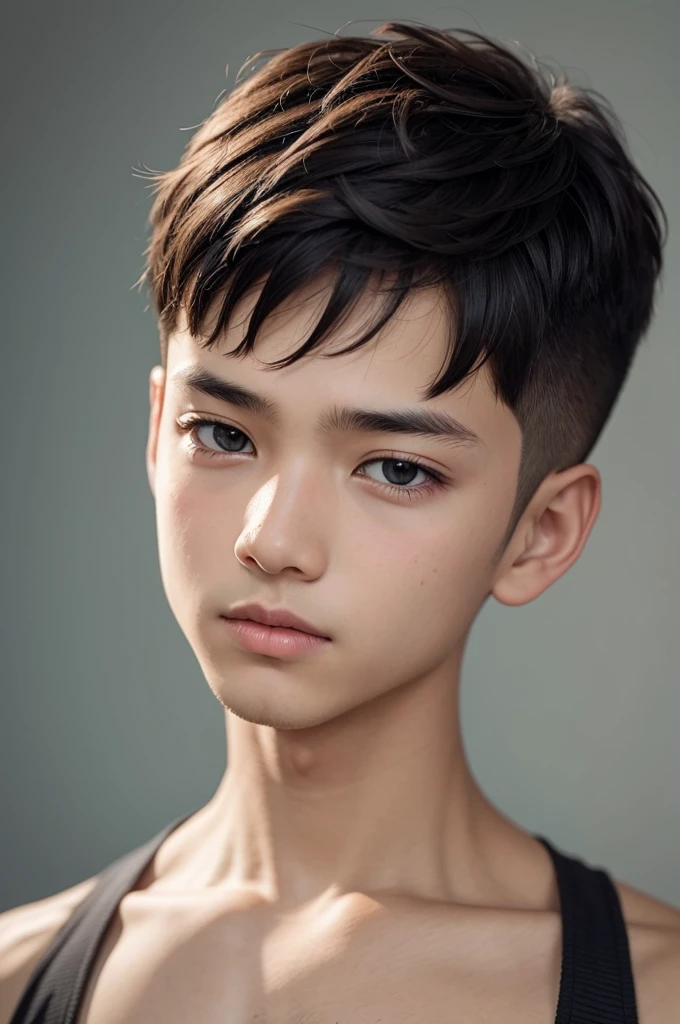A boy with cropped hair