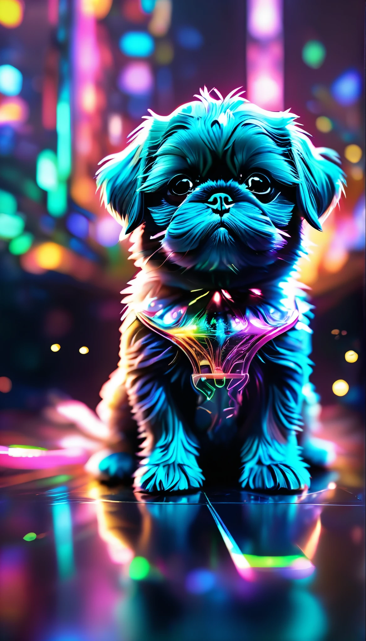 crystalなカブトムシ、crystal、black shih tzu puppies, whole body, detailed), ((Portrait of an iridescent black shih tzu puppies photoRealistic, masterpiece: 1.2), (Highest quality, High resolution, 8k), (Realistic: 1.37), faint smoke, ultra detailed , Sharp focus, Bright Eyes, Scale and Texture, mysterious, Calm, Beautiful Landscape, Soft lighting, Vibrant colors, Bokeh, Blurred Background、16K, 超High resolution, 超High resolution, to be born,wonderful ,future、Iridescent、The world 30 years from now。
