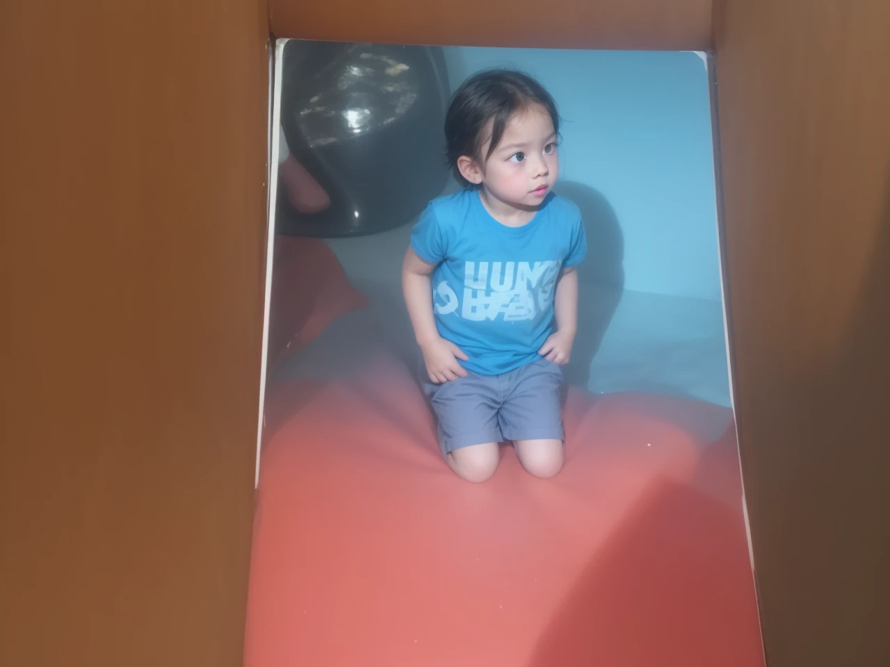 a 5-year-old ,shorth hair,greeneyes,dark-skinned