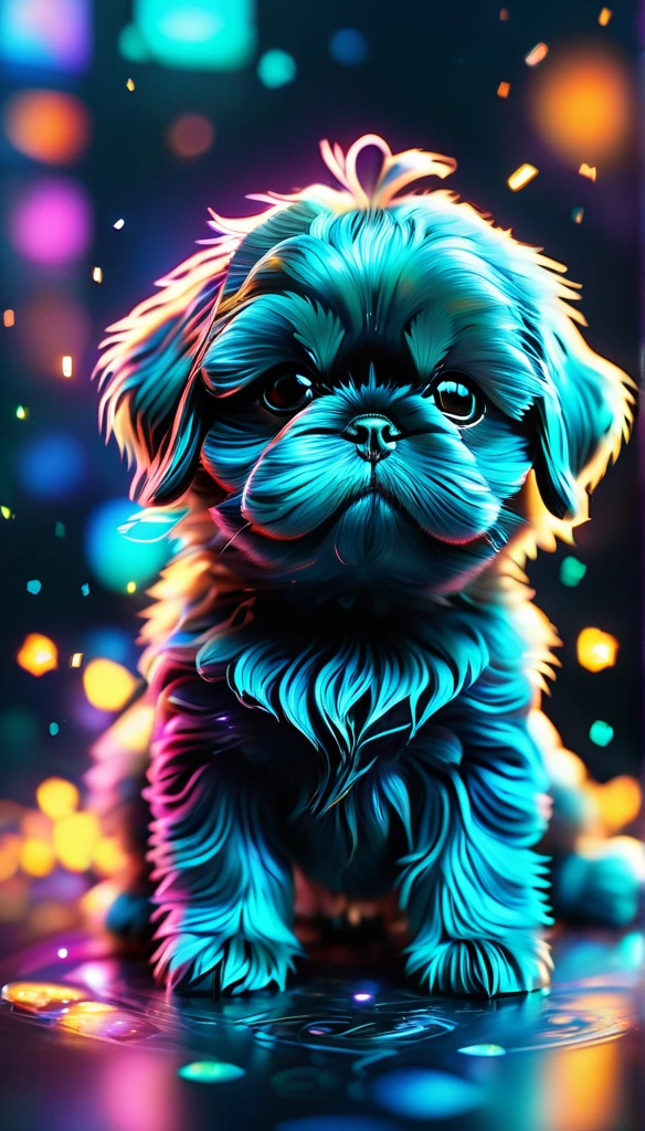 crystalなカブトムシ、crystal、black shih tzu puppies, whole body, detailed), ((Portrait of an iridescent black shih tzu puppies photoRealistic, masterpiece: 1.2), (Highest quality, High resolution, 8k), (Realistic: 1.37), faint smoke, ultra detailed , Sharp focus, glowing Bright blue Eyes, Scale and Texture, mysterious, Calm, Beautiful Landscape, Soft lighting, Vibrant colors, Bokeh, Blurred Background、16K, 超High resolution, 超High resolution, to be born,wonderful ,future、Iridescent、The world 30 years from now。