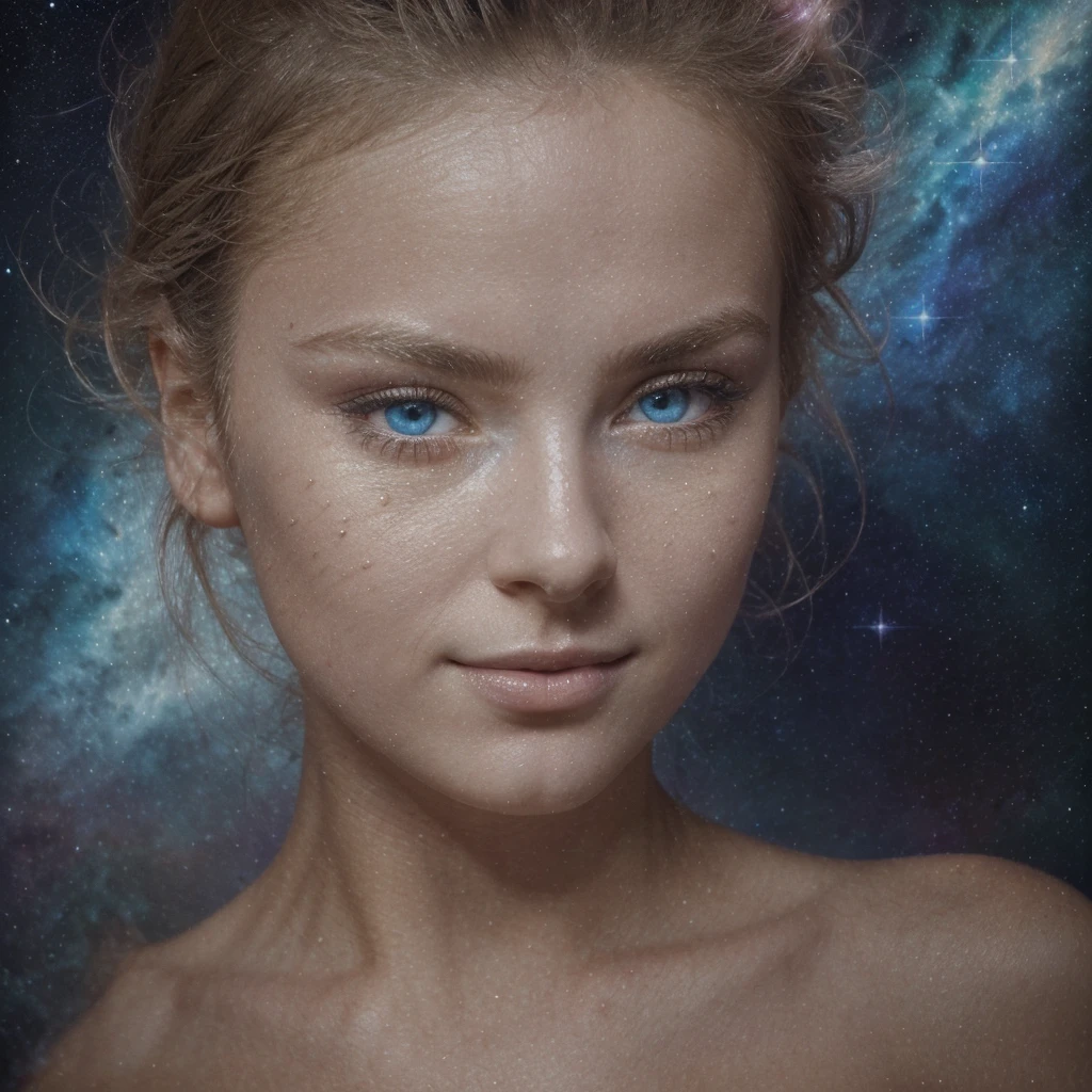 (((beautiful detailed))), alluring portrait, ((masterpiece, high quality, best quality)), (sharp lines:1.2)(clear line:1.2),Realistic, Hyperrealism, lifelike realistic photography, stunning Russian girl in a hood under which partly mystical darkness swirls, holding alive fire in her manicured hands, the her eyes shines with all the colors of the rainbow. View from below, mystical manifestation, beautiful Mesmerizing Faces and small nose, colorful, glowing wings, starrystarscloudcolorful, glowing beautiful body, colorful glowing white skin, beautiful Mesmerizing blue eyes , glowing naughty short and up cut clothes, beautiful legs and body, (((masterpiece))), (((best quality))), ((ultra-detailed)), (detailed light),((an extremely delicate and beautiful)),(beautiful detailed eyes), (sunlight), 1girl, studio, easel, ((((full body shot of a young stunning model girl)))) , nebulas and bright stars at the horizon, cute smile, at the beach, painting a portrait of her portrait, full body shot, Realistic, Hyperrealism, European Girl With Beautiful Mesmerizing face, Extremely Detailed Face And skin,