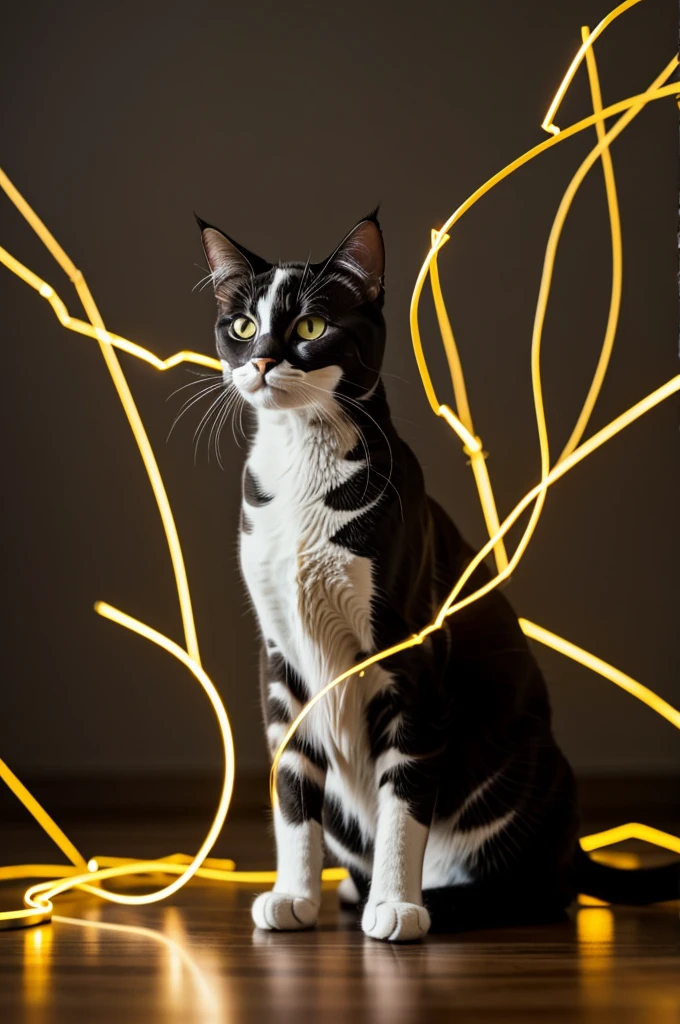 Create a cat made of Electricity