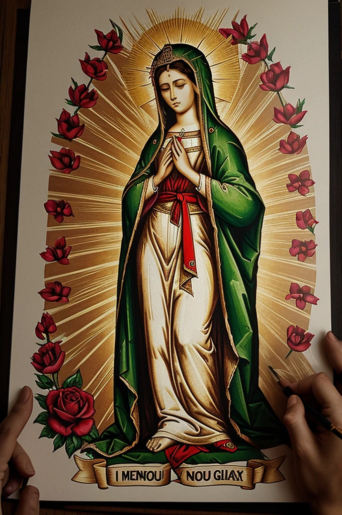I want you to design me the Virgin Guadalupe to draw