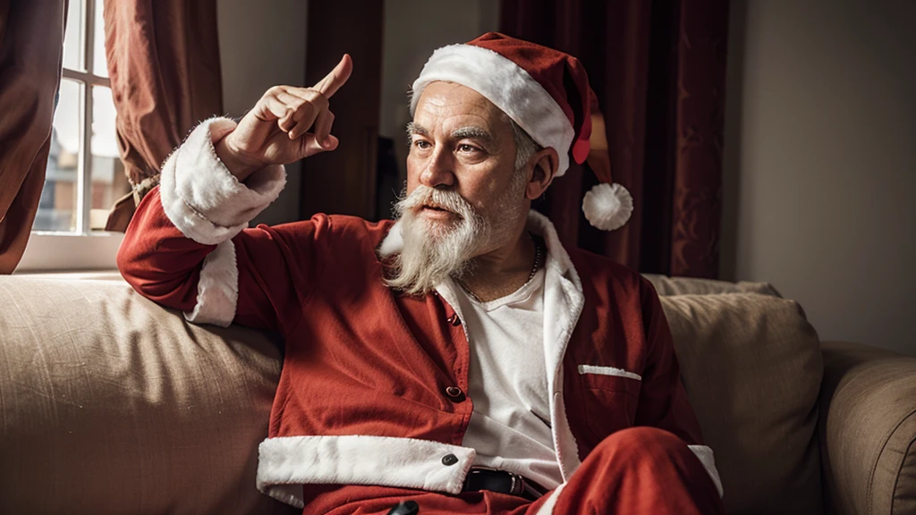 Santa giving the middle finger.