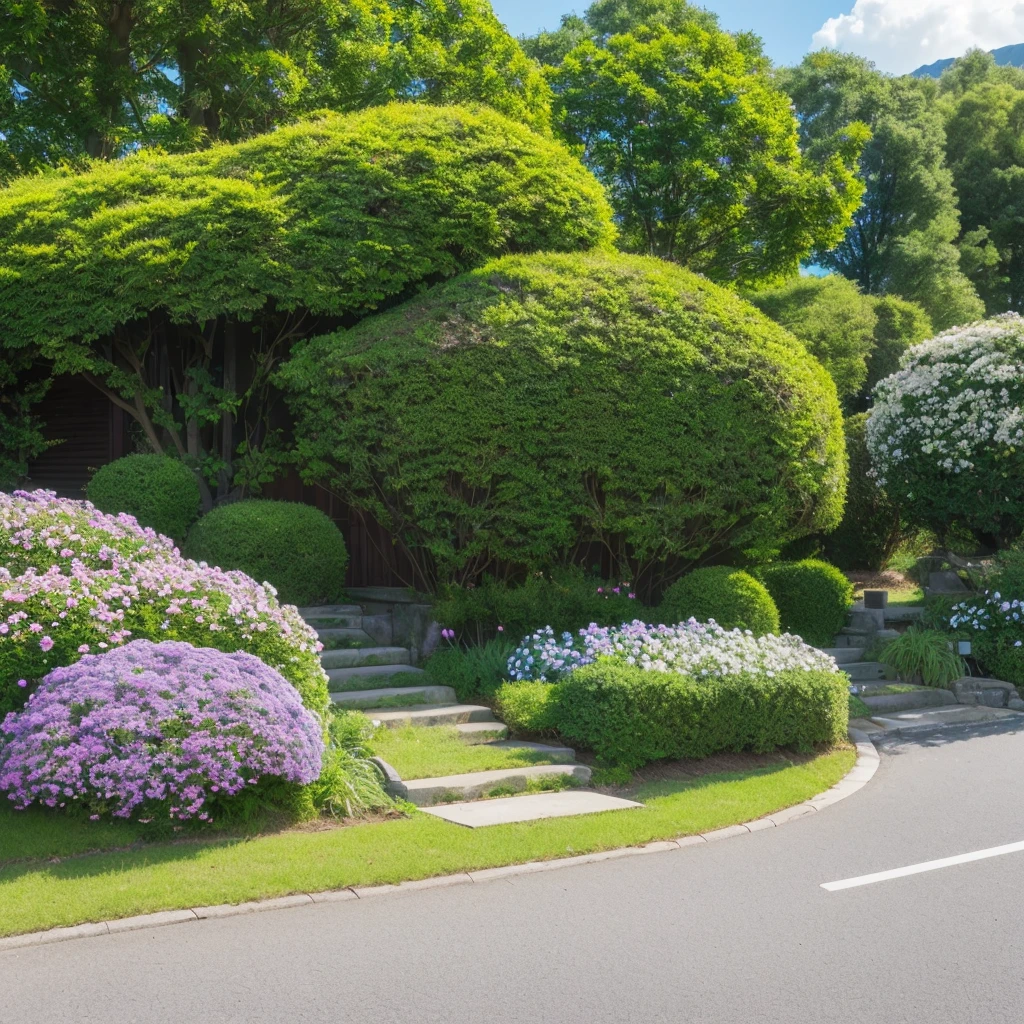 (Ultra-high resolution,Realistic,Highest quality,photographのようにリアル),(8k,RAWphotograph,Highest quality,masterpiece),(Photon Mapping,Radio City,Physically Based Rendering,Auto White Balance),Real person,photograph,bridge, building, Bush, city, cloud, Day, door, fence, Field,time, garden, Grass, Home, Hydrangea, Mountain, nature, no_human, outdoors, path, plant, Potted plants_plant, purple_flower, road, scenery, null, nullscraper, Traditional_media, wood,