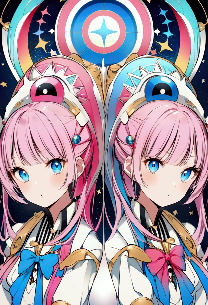 safe、聴診器をsafeに充てる、Turn the dial、Girl with pink hair、blue eyes、Twin Drill