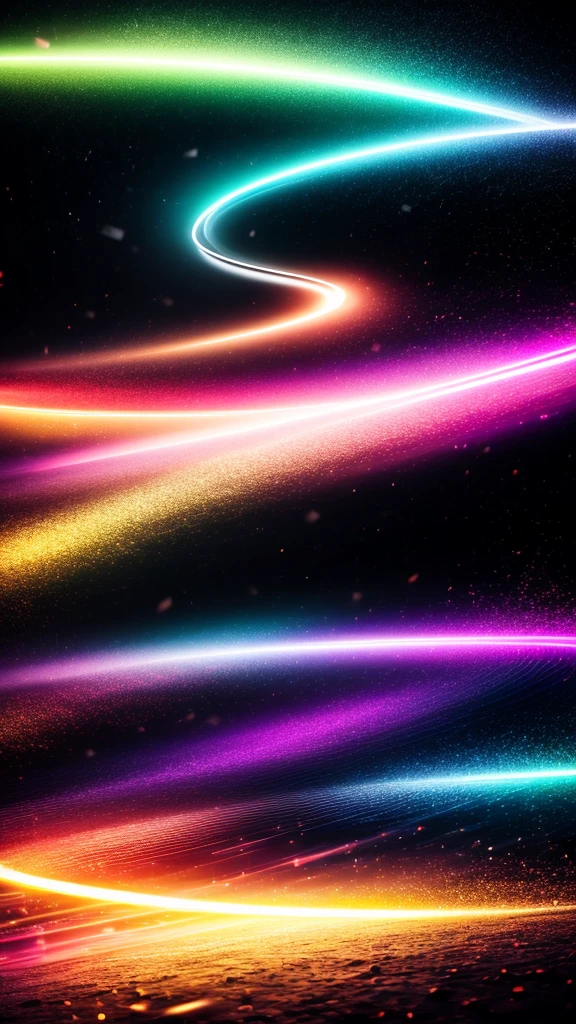Mechanically adjusted Black background Colorful linear flash beautiful Gradation square, circle, All the triangles mixed together high density space beautiful detailed
