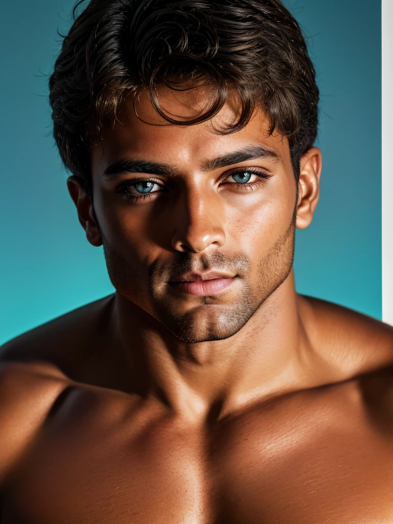 A photorealistic portrait of a stunningly handsome tanned Brazilian male supermodel with no make-up, photo for the cover of a magazine, extremely detailed light honey eyes, detailed symmetric realistic face, extremely detailed natural texture, peach fuzz, windy messy hair, masterpiece, absurdres, award winning photo by lee jeffries, nikon d850 film stock photograph, kodak portra 400 camera f1.6 lens, extremely detailed, amazing, fine detail, rich colors, hyper realistic lifelike texture, dramatic lighting, unrealengine, trending on artstation, cinestill 800 tungsten, looking at the viewer, photo realistic, RAW photo, TanvirTamim, high quality, highres, sharp focus, extremely detailed, cinematic lighting, 8k uhd,-imagine-