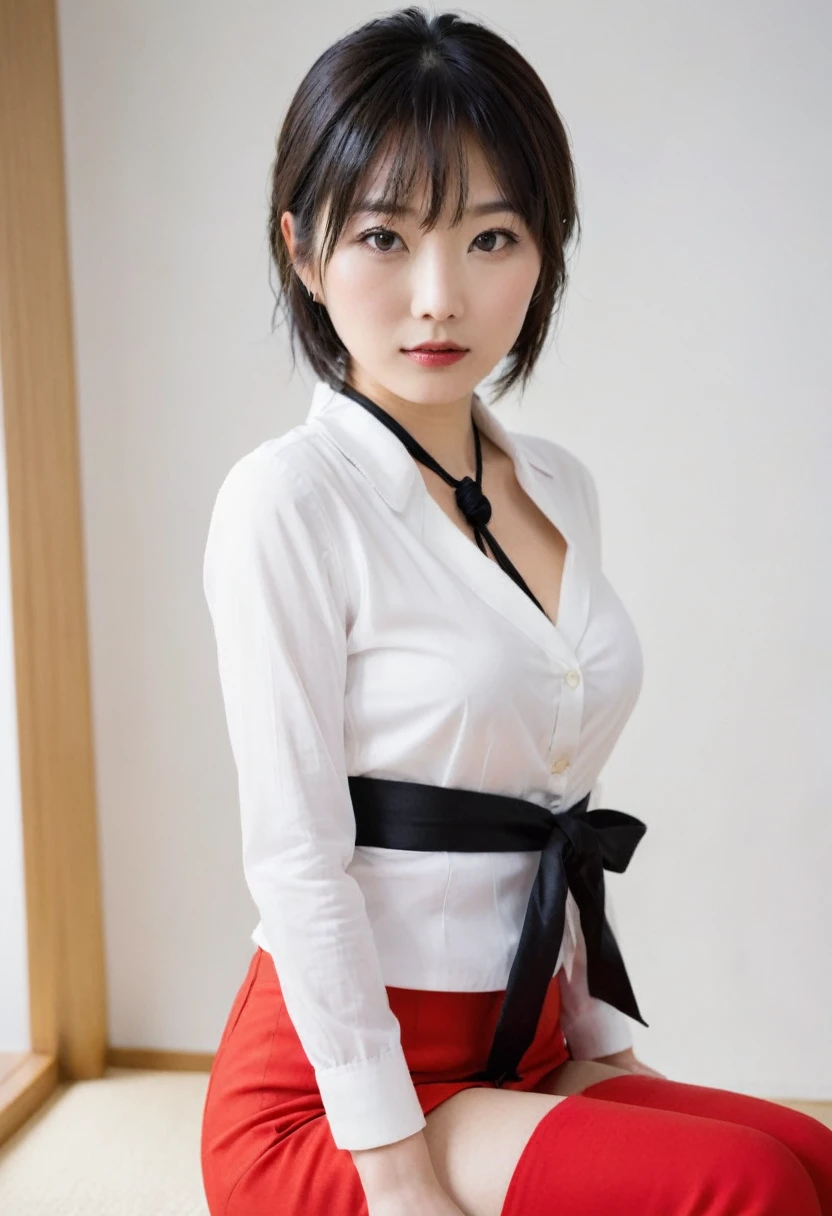 white　Be invited　red　to be tied up　black、Japanese women