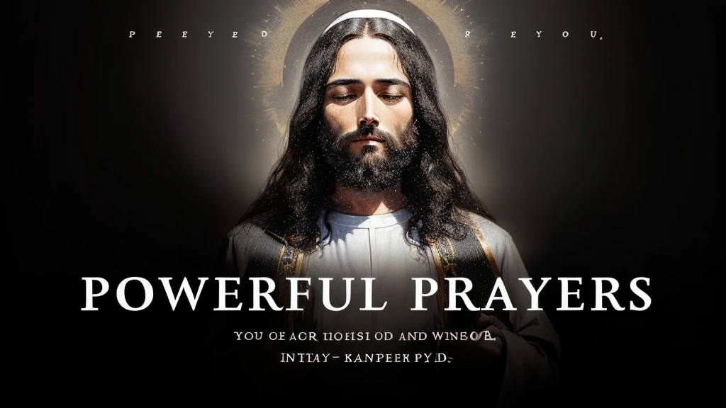 a black background with a picture of Jesus EYES OPEN [epic, powerful, praying posture, header text”, pontifex, faithful, prideful, full device, peacefull, inspirational and powerful, kneeling, doing a prayer, prayer hands