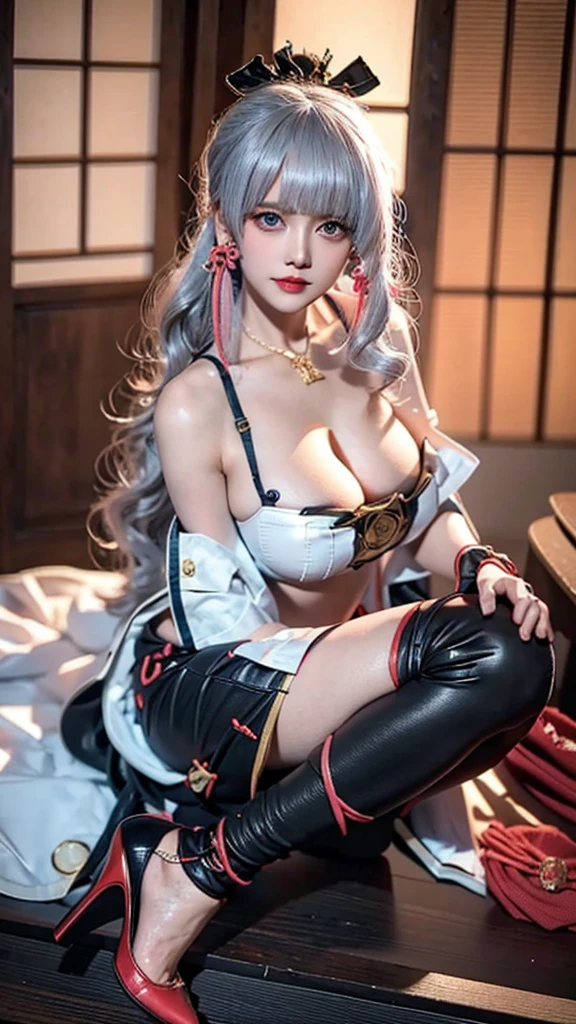 on the bed, missionary position, vagina, sex, big breast, on the body, bare, Very detailed,CG ,unity ,8K wallpaper),(Masterpiece),(realistic),(photorealistic:1.2),(raw photos:1.2), (best quality:1.2), (detailed face :1.4),(Beautifully detailed eyes :1.2),(fine hair),light on face, large file size ,movie light, 1 girl ,sexy,no,eyeliner,cute, student, long hair ((Wavy hair)), ((Light blush)), ((Mole under the eye)), ((Emotionless eyes)), blue eyes, ((big breasts)),theft-g, red lips, black knee makeup, high-heels,decorations, earring, necklace, look at viewer, sex, vagina, pussy, penis on pussy