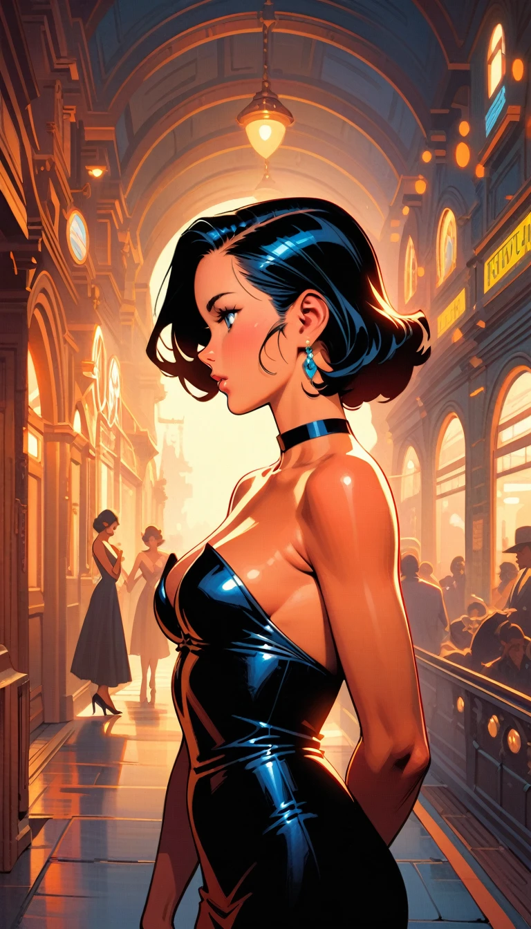 ((best quality)) , ((masterpiece)) , (detailed),illustration art by Dave Stevens and Lillian Bassman, Graceful (Man:1.2) , Multicolor hair styled as Caesar cut, Comic books, graphic novels, retro style, pin-up art, Fashion and art,elegant and sophisticated, innovative use of light and shadow, capturing the glamour of mid-20th century fashion, portrait art by Mary Cassatt, glossy, ambient, Complex, full color, fine artistic composition, enchanted,(((Lots of train stations)))