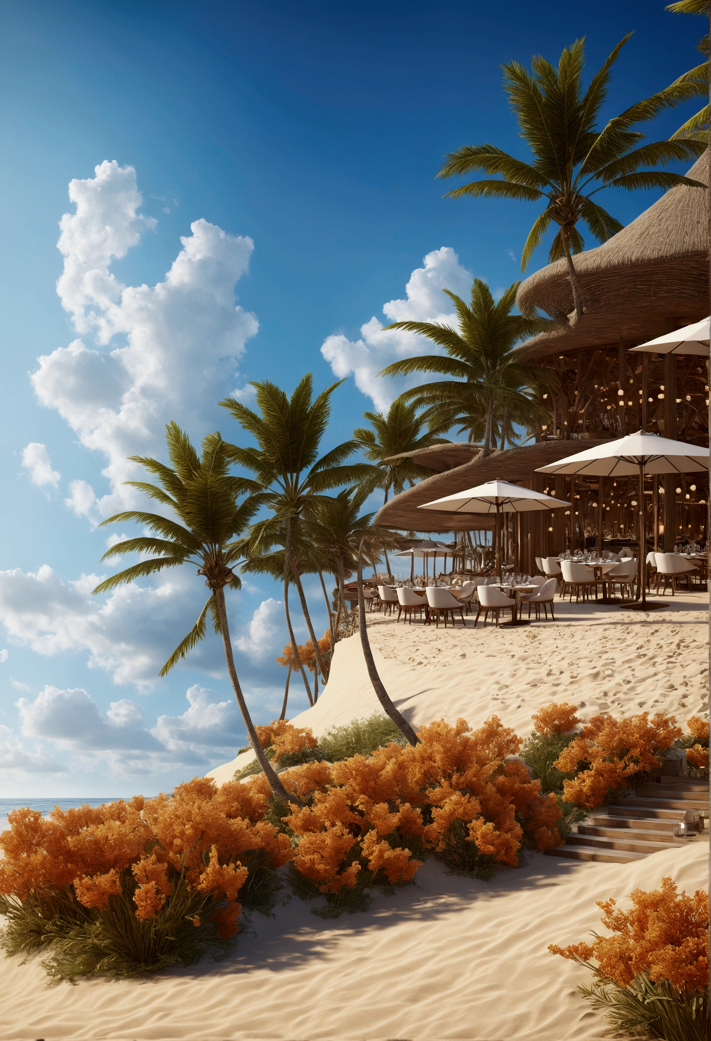 Stylish restaurant on the sand