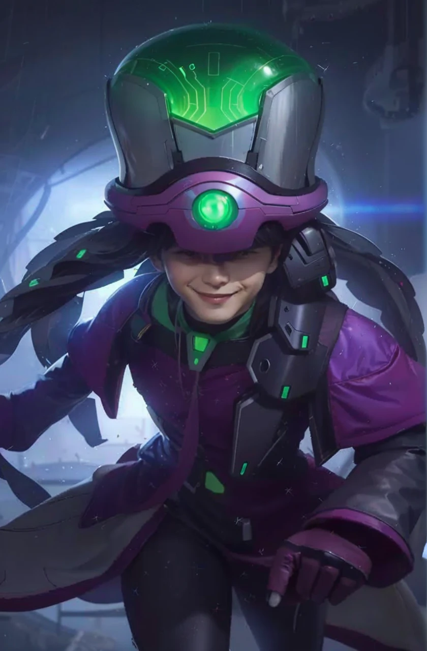 a close up of a person in a costume, high detail, harley, 8k, best quality, highres, realistic, real person, smile, cute boy.