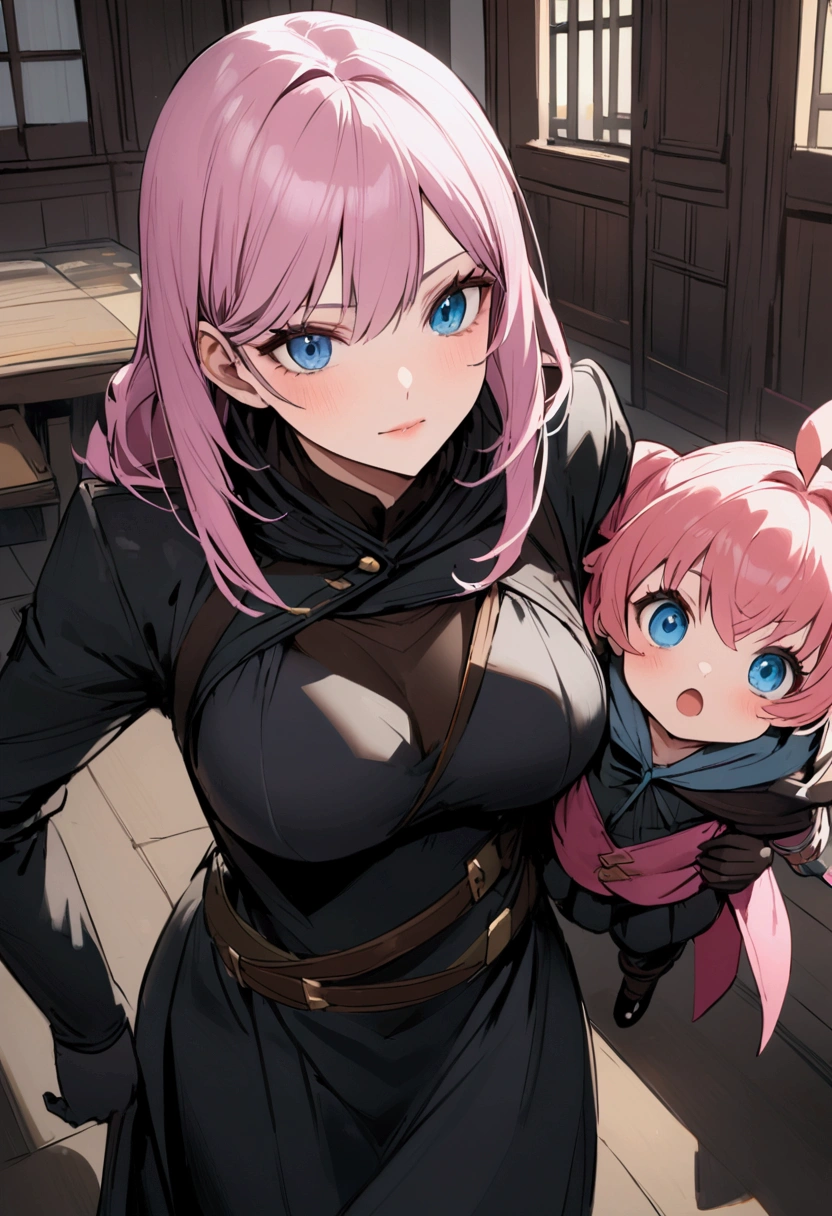 stealthy steps、Carrying a safe、thief、Girl with pink hair、blue eyes、Twin Drill