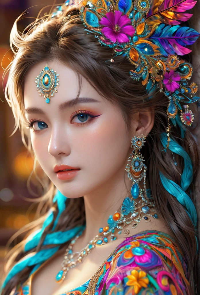 (masterpiece, Top quality, best quality, Official Art, beautiful and aesthetic:1.2), (1 Girl:1.3), Extremely detailed,(Fractal Art:1.3),rich and colorful,The most detailed
