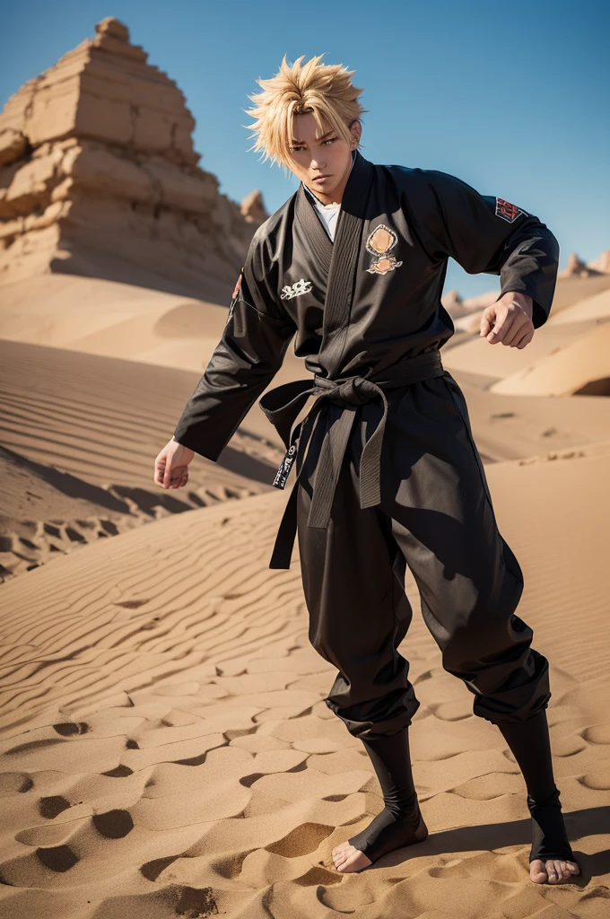 An anime-style jujutsu-inspired Kaiser curse made of sand