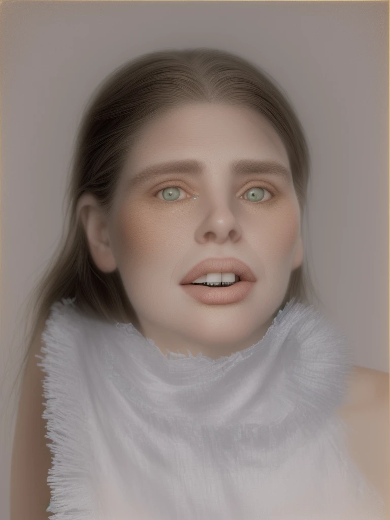 there is a Youngh with a toothbrush in her mouth, Hybrid child, Little , chin cleft, ancient libu Youngh, nasty , cursed image, realistic restored face, realistically rendered face, patricia piccinini, digitl art, but photo, highly detailed vfx portrait, Youngh, realistic hybrid of face and body, Real human face, enhanced face
