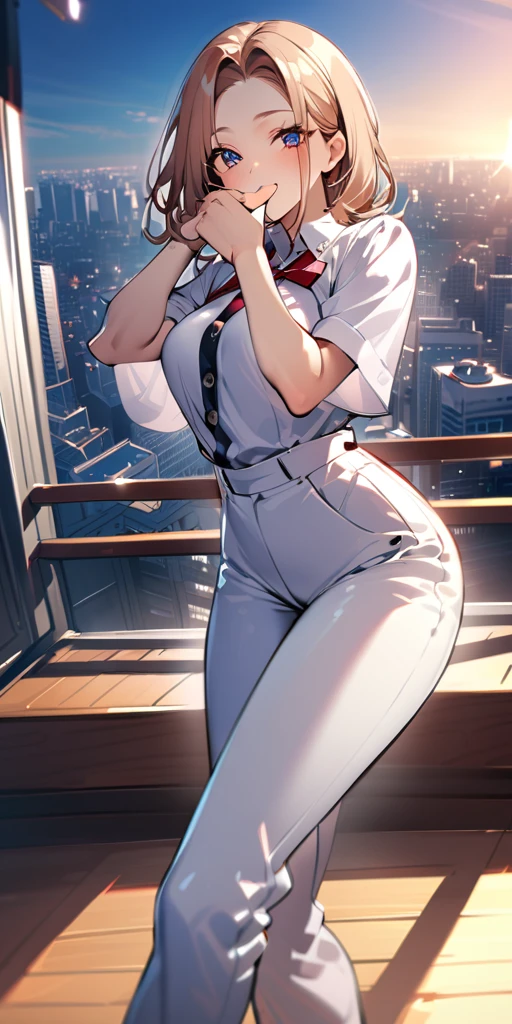 der riese art, 非常に詳細なder rieseショット, der riese, Shorthair, Giant woman bigger than a skyscraper, Wearing rimless glasses, Colossal tits, Big ass, White luxury dress, White pantyhose, white shoes with high heels and stilettos, very small metropolis, Trying to destroy a miniature metropolis, Full body depiction, nffsw, giga der riese, der riese, Stomping City,crash city,Small town,micro city,