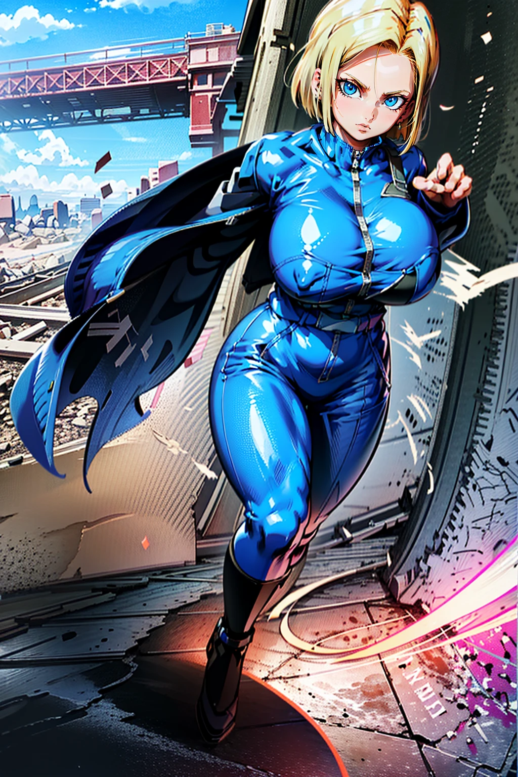 supergirl, pureerosface_v1, sticker of a girl from dc comic, full body, Kim Jung gi, , (gigantic breastsoul, digital illustration, comic style, cyberpunk, perfect anatomy, centered, approaching perfection, dynamic, highly detailed, watercolor painting, artstation, concept art, smooth, sharp focus, illustration, art by Carne Griffiths and Wadim Kashin ,, (masterpiece, best quality, ultra-detailed, best shadow),, In the style of Neon Genesis Evangelion, you find yourself standing on a desolate, post - apocalyptic wasteland, as the distant ruins of a massive city loom on the horizon. The sky is filled with ominous clouds, as a massive creature towers in the distance, huge breast, gigantitsnipples, curvy, c