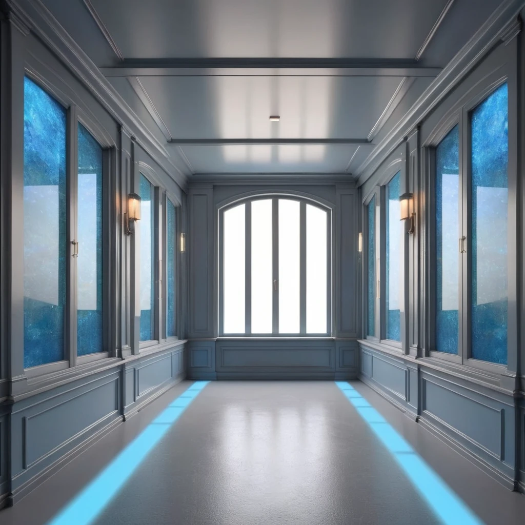ral-opal, meahophontron, ROOM WITH WINDOWS, symmetry, FOR BACKGROUND, GRAY COLORS, blue tones,