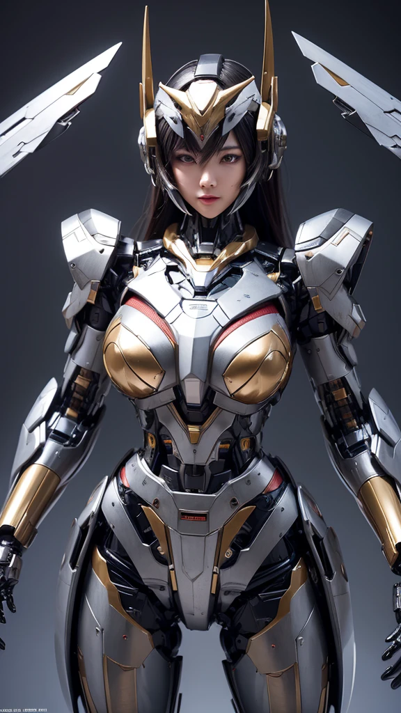 Textured skin, Super Detail, high details, High quality, Best Quality, hight resolution, 1080p, hard disk, Beautiful,(Super Heroine),Oppai Missile,beautiful cyborg woman,Mecha Cyborg Girl,Battle Mode,Girl with a Mecha Body,She wears a battle cyborg mech with a weapon,Fulll body Shot