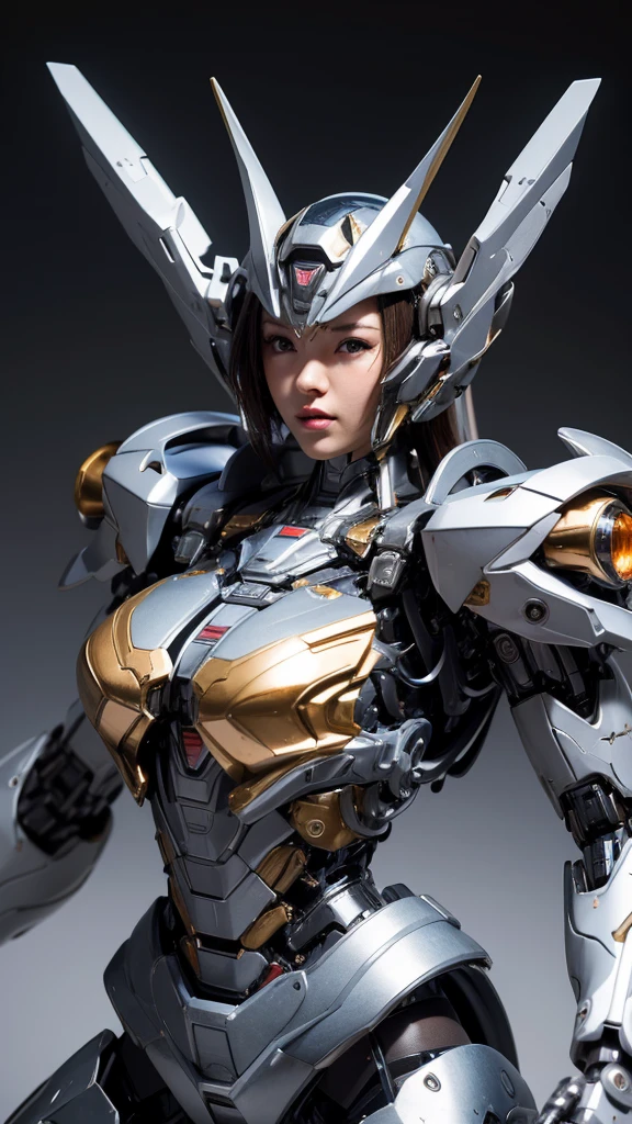 Textured skin, Super Detail, high details, High quality, Best Quality, hight resolution, 1080p, hard disk, Beautiful,(Super Heroine),Oppai Missile,beautiful cyborg woman,Mecha Cyborg Girl,Battle Mode,Girl with a Mecha Body,She wears a battle cyborg mech with a weapon,Fulll body Shot