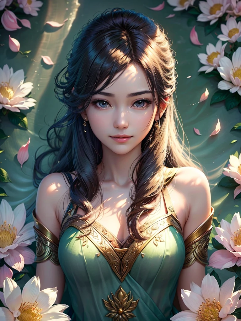 (Best quality,4K,a high resolution,ultra detailed,realistic:1.37),bright colors,Sun Ray,rays of light,bergamot,White flowers,beautiful girl,exquisite features,loose hair,A serene expression,garden furnishings,Exquisite dress,soft sunlight,gentle breeze,Cheerful atmosphere,Backlit stage,A hint of a smile,ethereal glowing,Fresh in the morning,long shadows,harmony of nature,subtle thoughts,natural beauty,Shimmering dew drops,clear details,Tranquility and tranquility,Superior Ingredients,Come to the branch,whispering leaves,Petals for aromatherapy,with glowing light,Sparkling glare,subtle shadows,soft focus,sublime beauty,Whisper natural,fantastic atmosphere,Illuminated background.