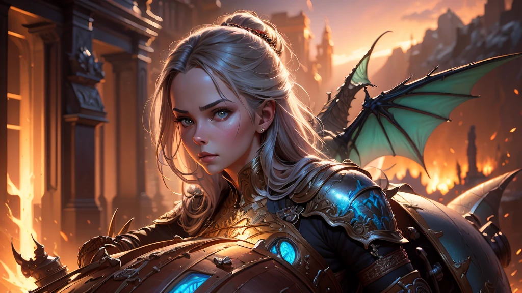 Sexy ,fantasy girl with sword and armor, riding a dragon, magic, big puppy eyes, glowing, full portrait, by charlie bowater and artgerm, Tyler Edlin, fantasy art, cinematic lighting, intricate, elegant, polished, detailed, high definition, hyper-detailed, sharp focus, octane render, fractal watercolor, digital painting , hyperrealistic, well rendered Artstation, by Bob Byerley, by David Mann ,by Karol Bak, Fine Art, Ray Traced, Insanely Detailed and Intricate, Hyper maximalist, Elegant, Ornate, Hyper Realistic, Super Detailed