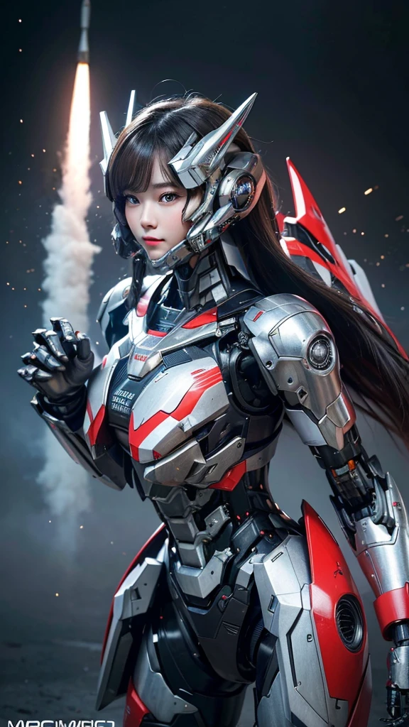 Very detailed, Advanced Details, high quality, High resolution, 1080p, hard disk, beautiful,(War Machine),Armor War,(Rocket Missile)See the big picture,beautiful,Mecha Cyborg Girl,Battle Mode,Mecha Body Girl,She is wearing a futuristic War Machine weapon mecha
