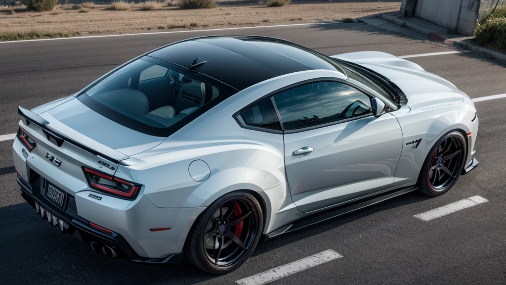 faça um camaro com widebody, na cor branca