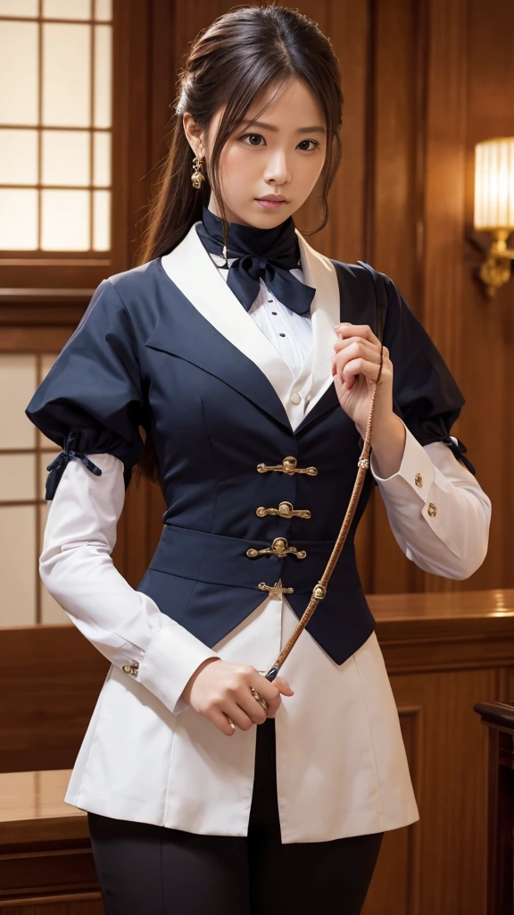 masterpiece, Highest quality,Mei Karuma, Ascot, whip, Holding whip, jewelry, Holding,(KBXLL-san:0.5)